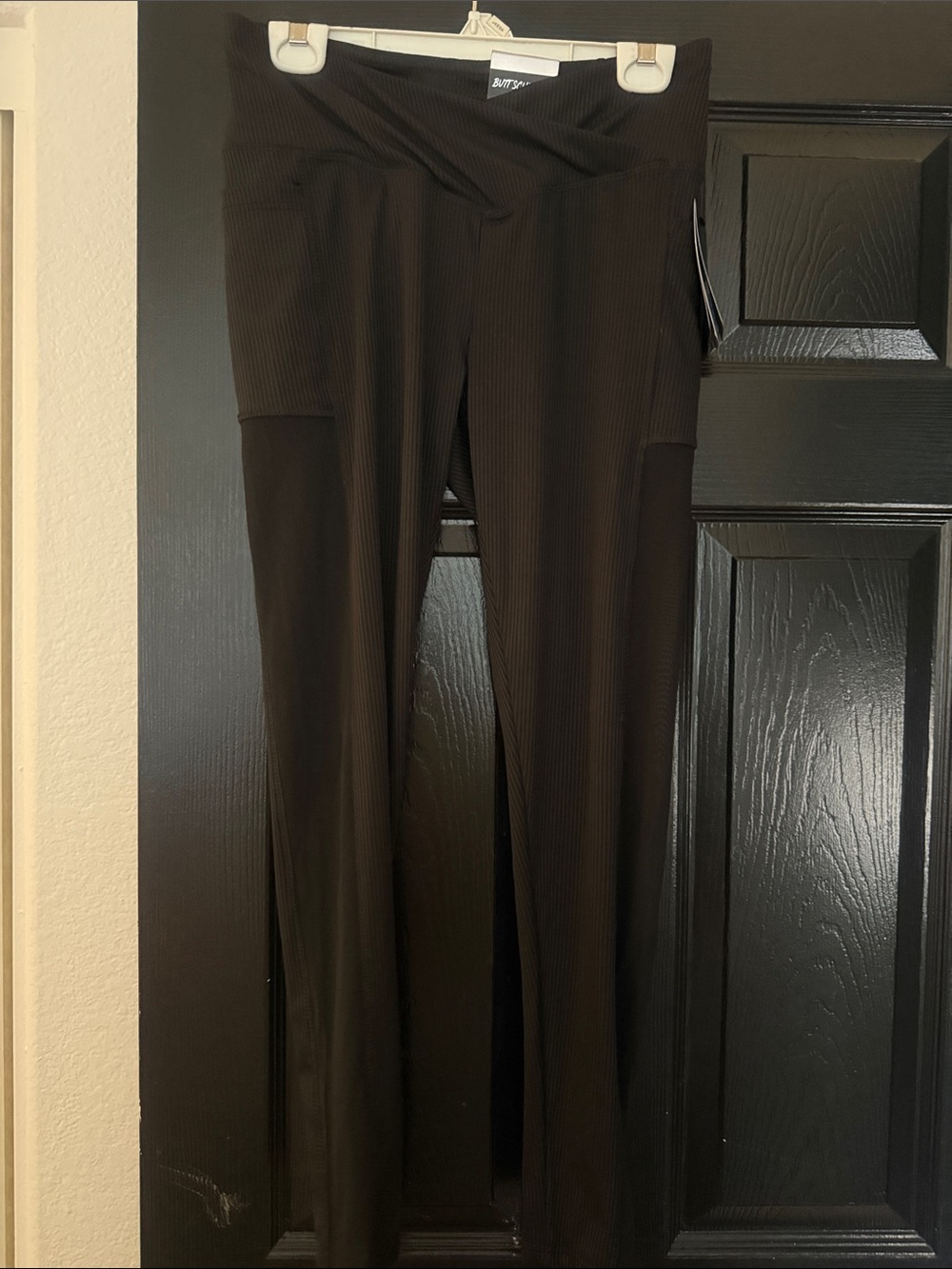 Seam Detail Ribbed Black Women's Leggings